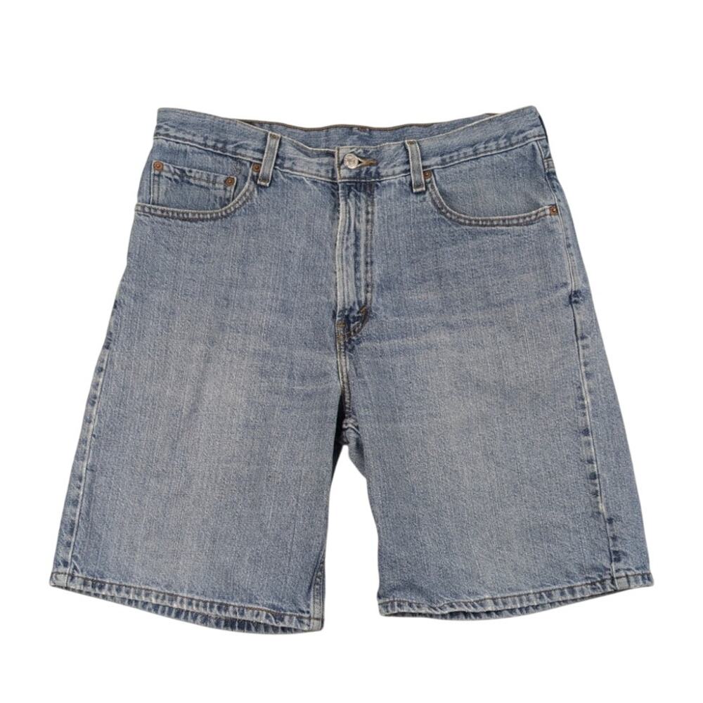 Levi's 550 Denim Shorts Relxaed Fit Wide Leg Light Blue Faded Jorts Size 34"